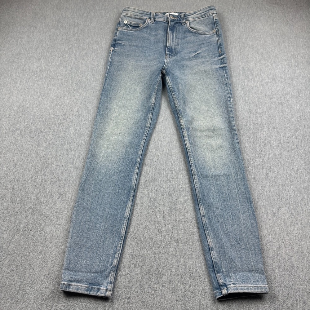 Zara Jeans Womens 6 Blue Washed Denim High Waisted Zip Fly Slim Fit Classic Pant